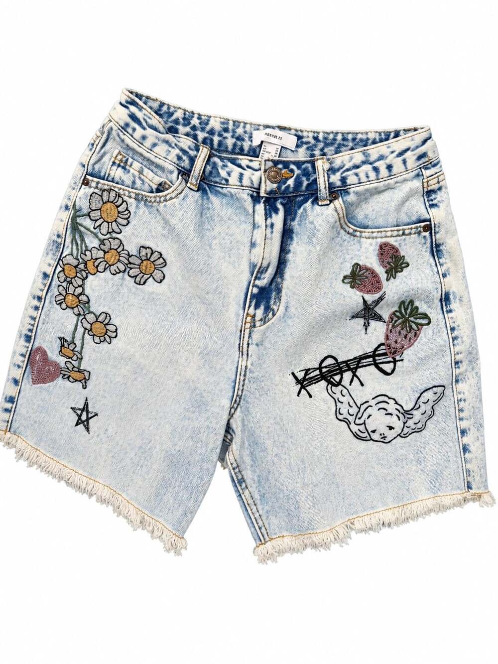 Forever 21 Embroidered Denim Shorts Size 28